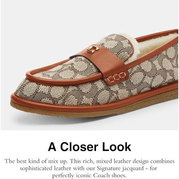 Coach Forest Slipper Women's Sz 10B Cocoa/Burnished Amber Leather Pull-On Loafer - Picture 4 of 4